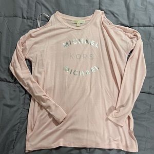 Michael Kors Cold Shoulder Light Pink Shirt Small